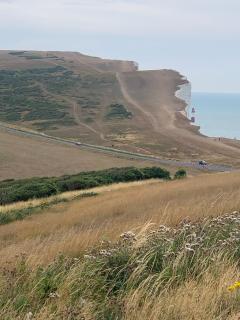 Beachy Head - the lighthouse is visible below the cliff